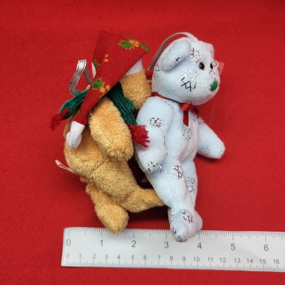 Flaky The Bear and 2003 Holiday Teddy Bear Jingle Beanies Set of 2 Christmas Plu - Picture 10 of 12